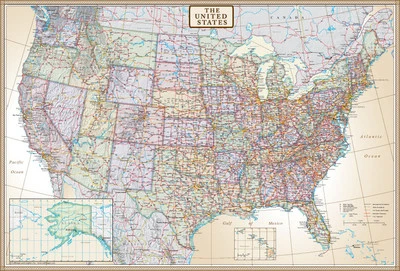 Swiftmaps United States Map US, USA Wall Map Poster Mural "Executive Edition"