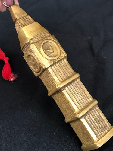 Big Ben Clock Tower 5" Gold Metal Christmas Ornament With Red Ribbon on Top - Picture 3 of 6