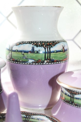 Antico set vanità porcellana art deco 10 pezzi anni 20 - Foto 3 di 9