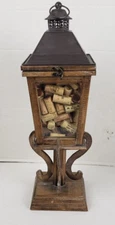 Large Wood and Metal Lantern/Candle Holder w/Wine Corks 23" Tall