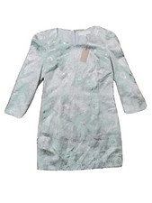 NEW - Ariana Rockefeller Dress Womens 4 Silver Blue Jacquard 1/2 Sleeve Evening