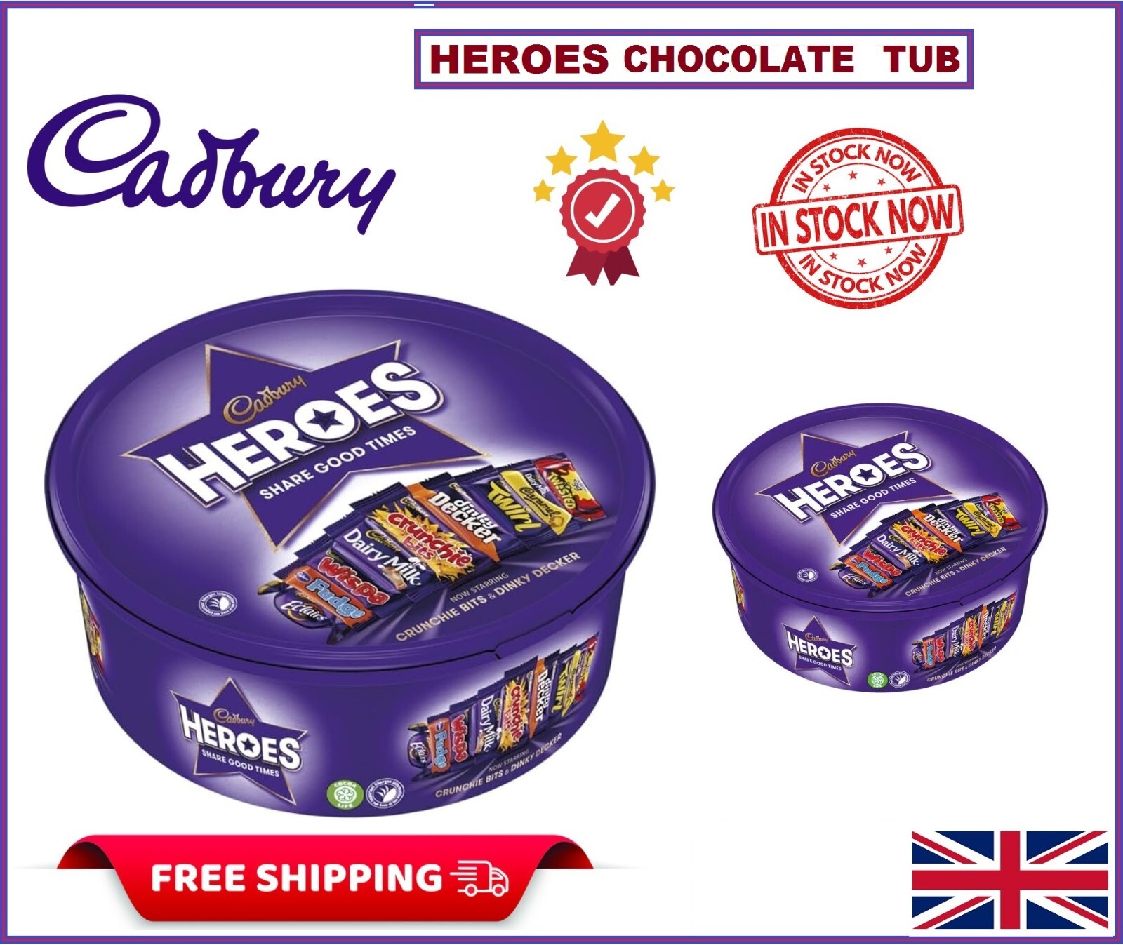 CADBURY HEROES CHOCOLATE TUB 550GM ASSORTED VARIETY FOR EVERYONE ALL