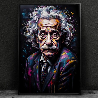 Wandbild, Bunt Albert Einstein Abstrakte Kunst Leinwand, Acrylglas, Poster Bild
