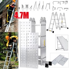 4.7M 14 in1 Aluminium Folding Ladder Multi Purpose Extendable Work Platform Step