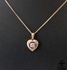 10k Rose Gold ~0.08 Ctw Diamond Heart Pendant 16" Choker Necklace