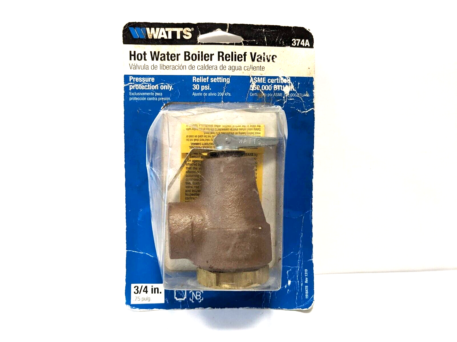 WATTS HOT WATER BOILER RELIEF VALVE 374A 3/4 INCH .75 PLUG NOS eBay