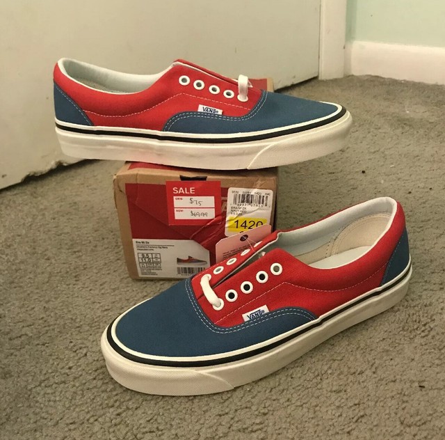 vans era navy red