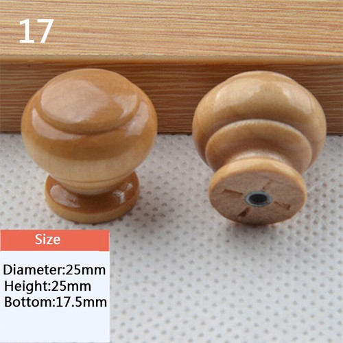 Pine Wooden Round Cabinet Handles Pulls Cupboard Wardrobe Drawer Door Knobs - Picture 29 of 36