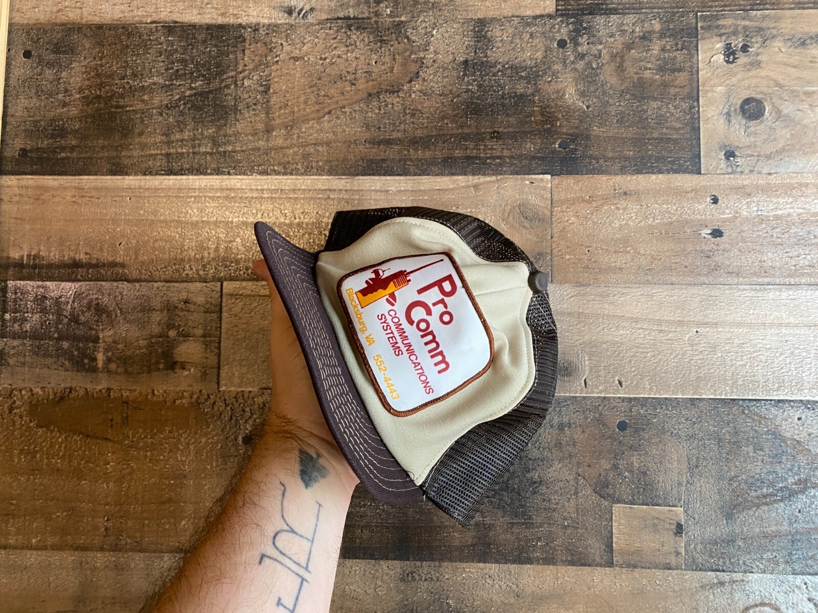 Pro Comm Snapback Hat VTG Patch Cap Trucker Black… - image 2