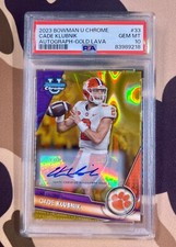 Cade Klubnik Autograph 2023 Bowman Gold Lava Auto Jersey Number Match /50 PSA 10