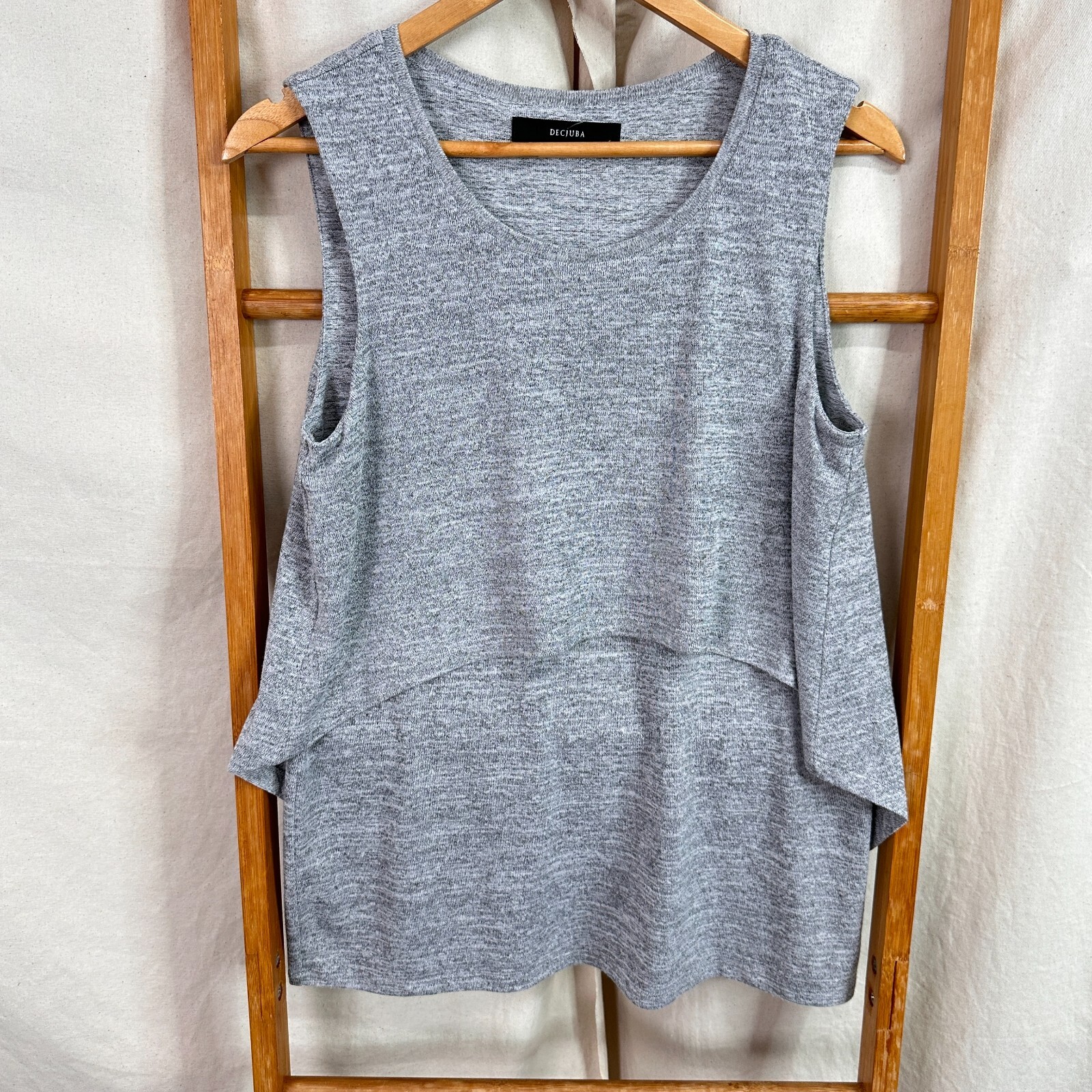 Decjuba Knit Sleeveless Top Womens Small Grey Sleeveless Layered Tank