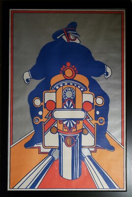 VINTAGE 1968 SEYMOUR CHWAST MOTORCYCLE FINE POSTER POP ART GRAPHIC