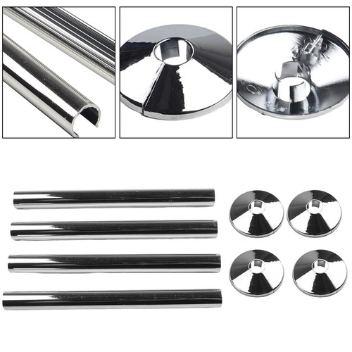 Easy Installation Chrome Radiator Pipe Sleeves Set of 8 Fits 15mm Pipes - Picture 5 of 59