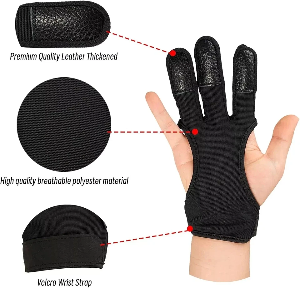 Archery Gloves 3 Fingers Protected Design Arrow Guard for Compound Bow Shooting - Image 2 of 3