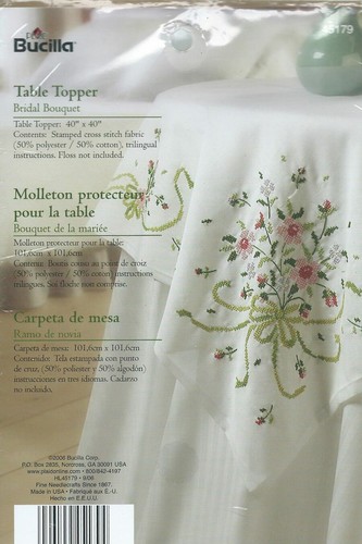40" x 40" Bridal Bouquet Table Topper - A Beautiful Cross Stitch Kit - Picture 3 of 3