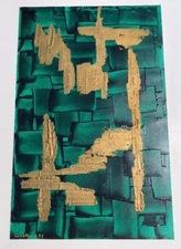 MCM  FINE ART ABSTRACT OIL PAINTING 1970'S  FRENCH EXPO ARTIST MAX GAILLARD