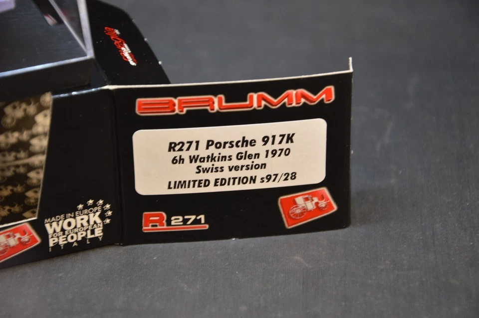 BRUMM 1/43 PORSCHE 917K 6h WATKINS GLEN 1970 SWISS VERSION LIMITED ED. S97/28 - Immagine 3 di 3