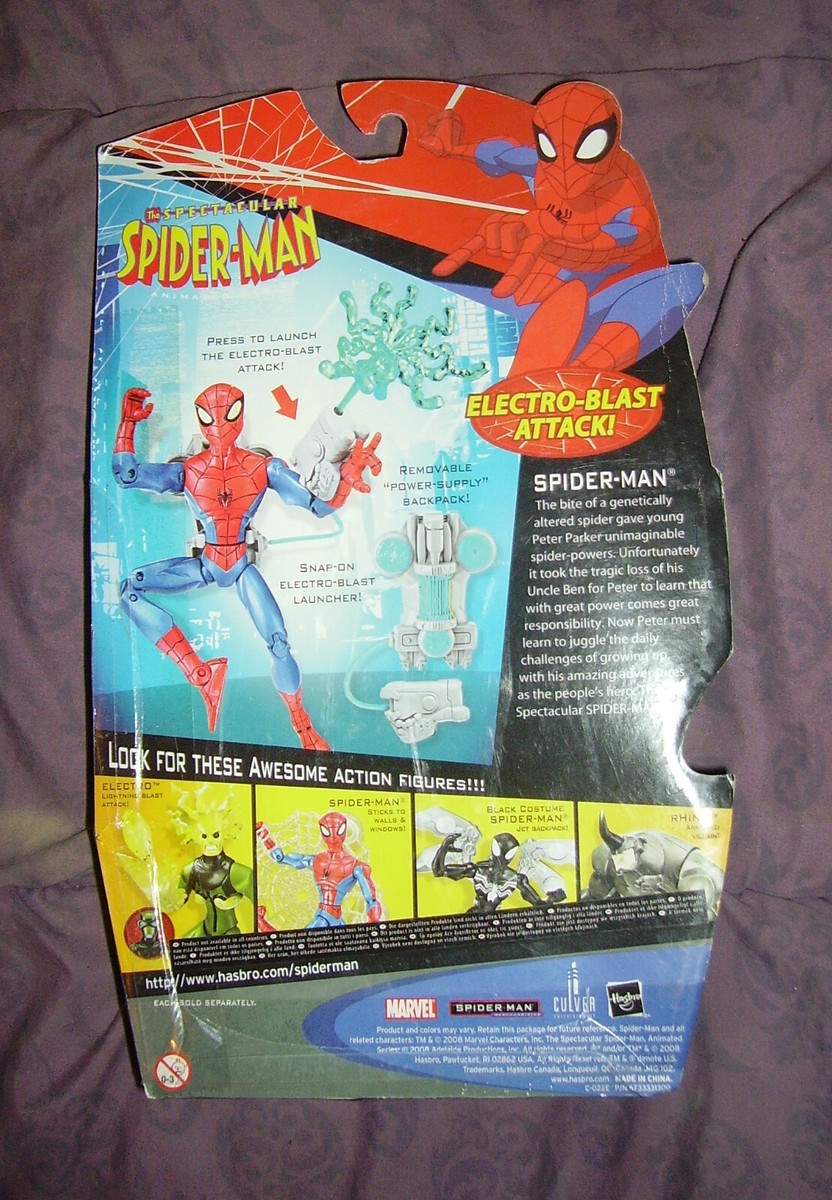 Figurine Spectacular Spider-Man Electro Blast Attack – Hasbro Toy Biz – 2000 – Blister Scellé – Rare