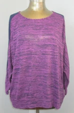 Pure Energy Purple Knit Top Womens Size 2 Chest 52 Blue Sheer Accent 202-32538
