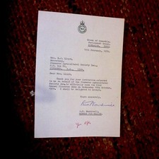 W.F. NANKIVELL HANDSIGNED LETTER HEAD SOUTH  AUST GOVERNMENT  1965