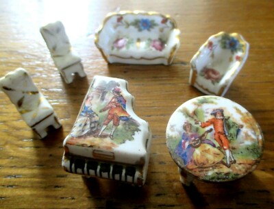 Salon Miniature Porcelaine Limoges Style Fragonard - Poupée Parisienne Années 1900