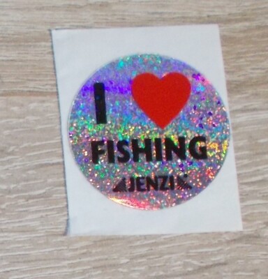 Alter Aufkleber | Sticker JENZI - I LOVE FISHING - Herz