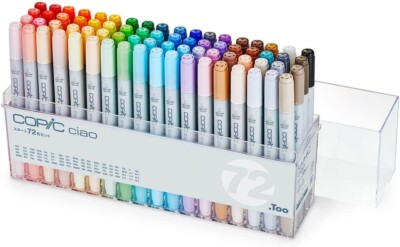 Too Copic Ciao 72 Color Dual Tip Marker Pen Set for Illustration & Sketch Art
