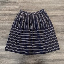 Maeve Anthropologie High Skirt Navy White Striped Nautical A-Line Sz 6 Pockets