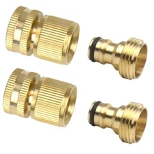 2 Sets 4 PCS Brass Quick Hose End Connector Garden Hose Nozzle Connect Kit