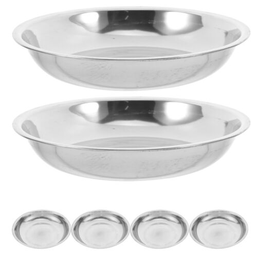 6Pcs Seafood Platter Bread Basket Stainless Steel Dinner Plate