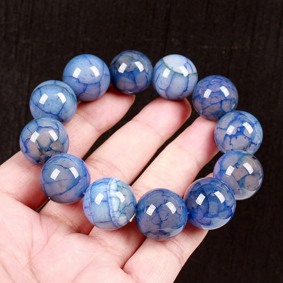 Brazalete Brazalete 20MM Certificado Azul 100% Natural A Cuentas Ágata Cuentas 0512 Foto 2 de 4