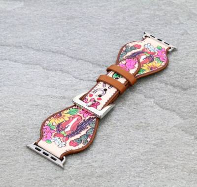 Western Apple Watch Leather Band Floral Horse Print 38/40/41 mm