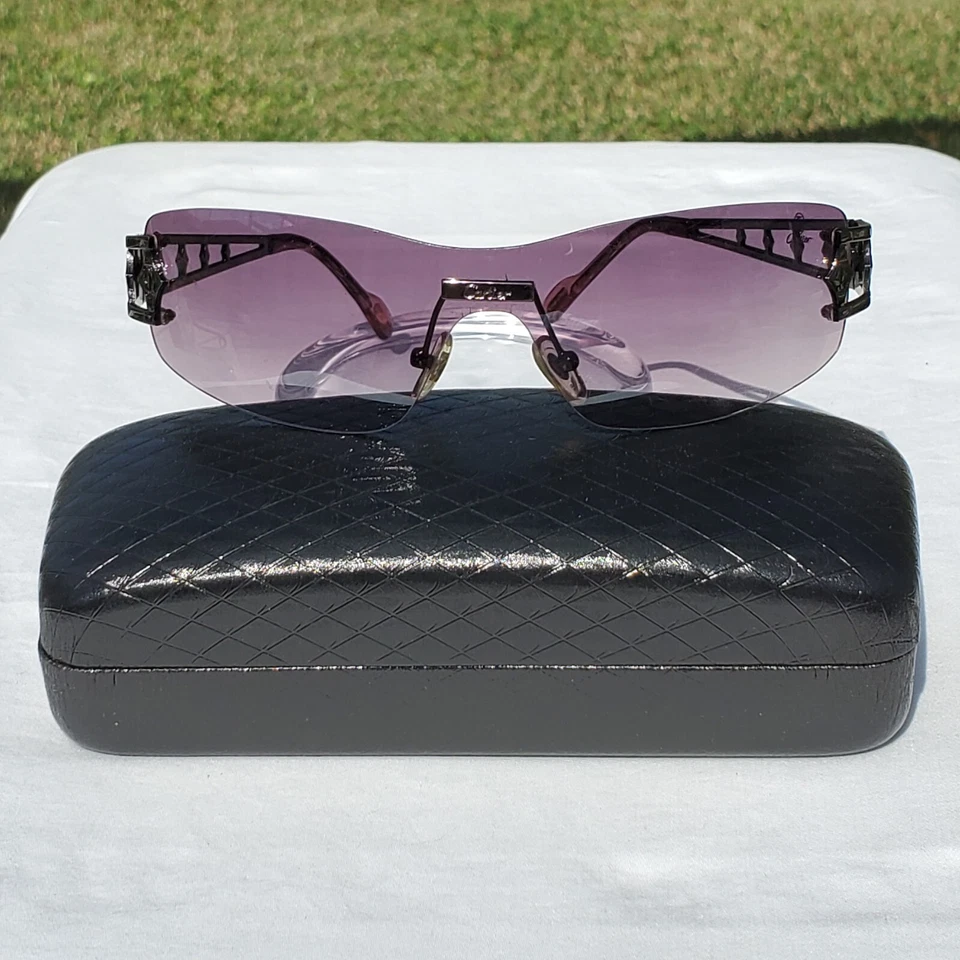 **RARAS GAFAS DE SOL CARTIER SIN MONTURA ESCUDO ENVOLVENTES** ¡¡Lentes violetas degradadas!!! Foto 4 de 4