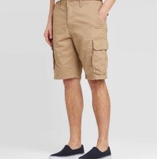 Men's 11" Cargo Shorts - Goodfellow Co Size 38 Rip Stop Khaki Color New