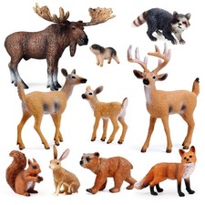 10pcs Forest Animals Figures, Woodland Creatures 10 Piece Assortment, Type 1