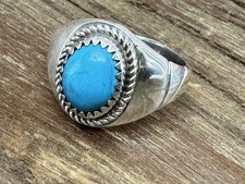 Sterling Silver Turquoise Cabochon Ring Size 7 Unmarked 4.05 dwt Southwest