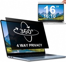 4-Way 16 Inch Laptop Privacy Screen Filter, Anti-Glare Blue Light Protection