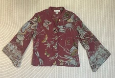 Citron Santa Monica Silk Button Up Top Butterfly Woman’s Bohemian Vintage S