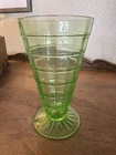 Anchor Hocking Block Optic Green Depression Glass Uranium Footed Tumbler