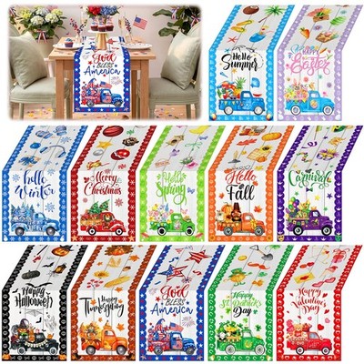 12 PCS Holiday Truck Table Runner 72Inches 4th Of July Patriotic Summer DIY