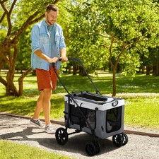 Image of PawHut Foldable Pet Stroller w/ Detachable Carrier, Soft Padding - Red