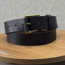 Genuine Leather Belt Medium Brown Brass Buckle Mens Casual Workwear Distressed