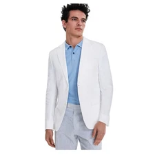 Tommy Hilfiger Mens Modern fit Sport Coat Blazer 44 R White Solid Linen