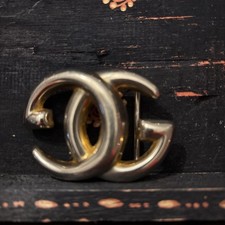 Vintage Authentic Gucci Double GG Large Gold Tone Buckle Only 2.5" x 2" Italy