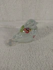Fenton Opalescent Floral Art Glass Hand Painted Bird Figurine Signed