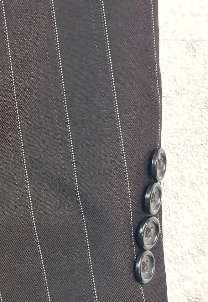 vtg 90s Y2K Austin Reed 40R 34x30 2pc Pant Suit Chocolate Brown Stripe USA Wool - Image 3 of 4