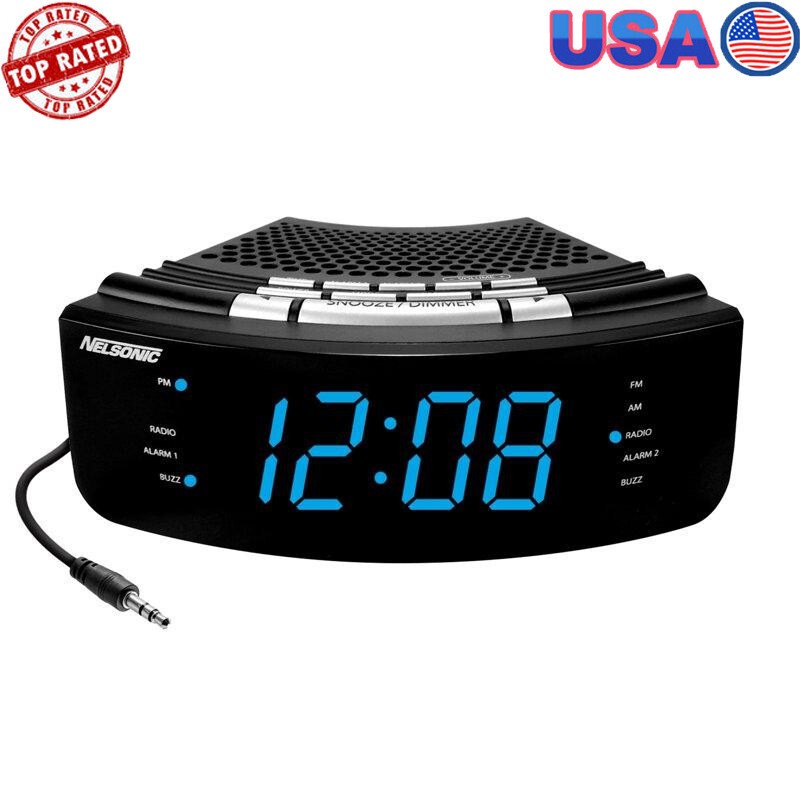Radio W/ Aux Cord Jumbo Numbers Bright Led Display New