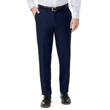 Haggar Men's Performance Comfort Stretch Flat Dress Pant Straight Fit 42W 30L