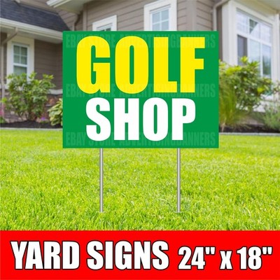 GOLF SHOP Yard Sign with H-Stakes Sale Now Open Coming Soon Service