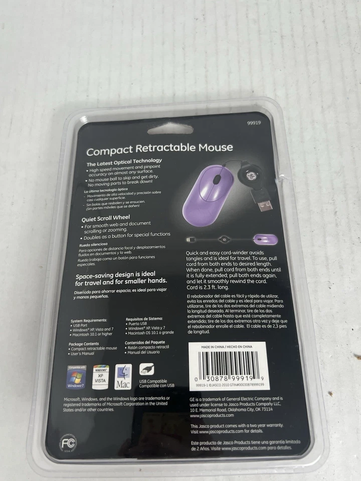 GE Compact Retractable Mini Mouse Brand New, Red *READ* - Image 2 of 3